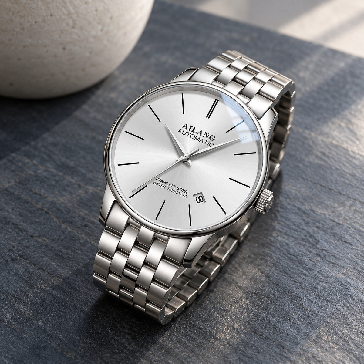 Montre Homme Squelette Luxe Acier – acier, cadran blanc